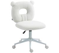 HOMCOM Silla de Escritorio Moderno de Borreguillo Silla Giratoria Infantil con Asiento Ajustable en Altura y Respaldo en Forma de Oso Carga 120 kg Blanco