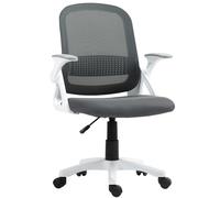 HOMCOM Silla de malla transpirable, sillón giratorio ergonómico con reposabrazos abatibles y soporte lumbar, Gris Aosom España