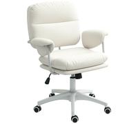 HOMCOM Silla de Oficina Ajustable en Altura con Cojín Suave y Cubierta de Cuero Sintético Ruedas Flexibles y Función de Inclinación Aosom España