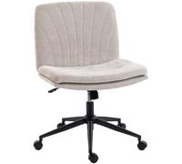 HOMCOM Silla de Oficina con Asiento Ancho sin Reposabrazos Ruedas Altura Ajustable Giratoria Función Basculante Beige