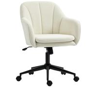 HOMCOM Silla de oficina con cubierta de tela de aspecto aterciopelado, Silla de tocador con respaldo arqueado, para dormitorio, sala de estar, Beige Aosom España
