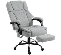 HOMCOM Silla de Oficina con Masaje, Calor y Reposapiés, 77,5x69,5x126 cm, Gris Aosom España