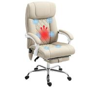 HOMCOM Silla de Oficina con Masaje de 6 Puntos Reclinable Calefacción Beige