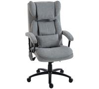 HOMCOM Silla de Oficina con Masaje de Amasamiento de 4 Puntos Respaldo Alto Altura Ajustable Asiento Amplio Cojín Lumbar Gris