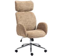 HOMCOM Silla de oficina con reposacabezas ajustable, silla de escritorio ergonómica, función de basculación, regulable en altura, marrón