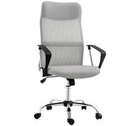 HOMCOM Silla de Oficina de Malla Basculante Giratoria Carga 120 kg Negro | Silla de Escritorio, Altura Ajustable, Respaldo y Asiento Transpirable, para Estudio