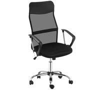 HOMCOM Silla de Oficina de Malla Basculante Giratoria Carga 120 kg Negro | Silla de Escritorio, Altura Ajustable, Respaldo y Asiento Transpirable, para Estudio