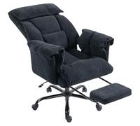 HOMCOM Silla de Oficina ejecutiva reclinable Terciopelo reposapiés Negro