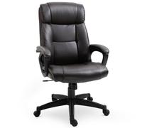 HOMCOM Silla de oficina ergonómica 64x73x106-115,5cm, chocolate | Silla de oficina, ajustable, ruedas, giro 360°, cubierta de cuero sintético PU