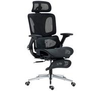 HOMCOM Silla de Oficina Ergonómica con Reposabrazos 4D Reposacabezas y Profundidad de Asiento Regulables Malla Negra