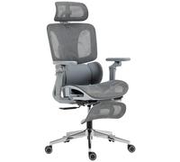 HOMCOM Silla de Oficina Ergonómica con Reposabrazos 6D Reposacabezas y Profundidad de Asiento Regulables Malla Gris Aosom España
