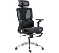 HOMCOM Silla de Oficina Ergonómica con Soporte Lumbar, Reposacabezas, Reposabrazos 6D y Reposapiés, 71x67x133 cm, Negro Aosom España