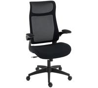 HOMCOM Silla de Oficina Ergonómica Giratoria de Malla con Soporte Lumbar Reposabrazos Abatibles Reposacabezas Basculante Negro