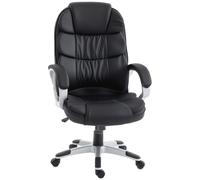 HOMCOM Silla de Oficina Ergonómica Giratoria en Piel PU, Función de Balanceo, Altura Ajustable, Capacidad 120kg, Negro