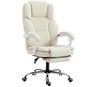 HOMCOM Silla de oficina ergonómica, sillón de oficina con respaldo inclinable, altura ajustable, 64x73x112-120cm, beige Aosom España