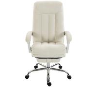 HOMCOM Silla de Oficina Ergonómica, Sillón de Oficina Reclinable en Chenilla, Altura Ajustable, Reposapiés, Crema