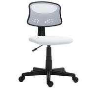 HOMCOM Silla de oficina ergonómica sin brazos giratoria, malla transpirable, 120 kg Blanco