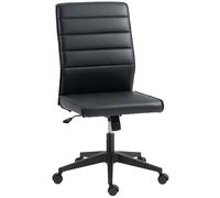 HOMCOM Silla de Oficina Ergonómica y Regulable con Respaldo Curvado, en Piel PU y Acero, 58x53x97-107 cm, Negro