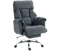 HOMCOM Silla de Oficina Giratoria con Soporte Lumbar y Reposapiés, Altura Ajustable, Gris Oscuro Aosom España