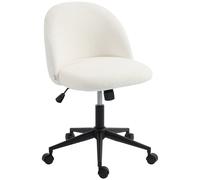 HOMCOM Silla de Oficina Giratoria de Borreguito Regulable en Altura con Ruedas Espuma de Confort Crema Aosom España
