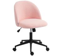 HOMCOM Silla de Oficina Giratoria de Borreguito Regulable en Altura con Ruedas Espuma de Confort Rosa Aosom España