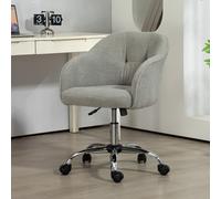 HOMCOM Silla de oficina para el hogar, silla de escritorio con aspecto de peluche, altura ajustable, silla de maquillaje, silla de oficina con capacidad de hasta 120 kg para estudio, dormitorio, color