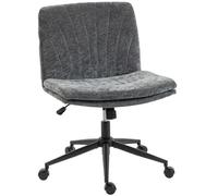 HOMCOM Silla de Oficina Piernas Cruzadas, Ruedas, 62x67x83-93 cm, Gris