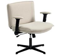 HOMCOM Silla de Oficina Piernas Cruzadas sin Ruedas Crema