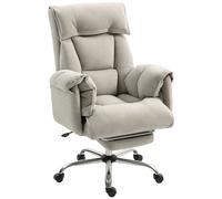 HOMCOM Silla de oficina reclinable ajustable en altura silla de escritorio con reposabrazos reposapiés respaldo alto 75 x 77 x 110-118 cm gris Aosom España