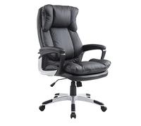 HOMCOM Silla de Oficina Silla de Escritorio Tapizado en PU con Reposabrazos Altura Ajustable para Estudio Salón Dormitorio 66x71x110-120,5 cm Negro