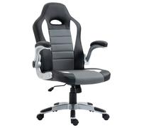 HOMCOM Silla de Oficina Silla de Escritorio Ajustable Silla de Despacho con Reposabrazos Abatibles 5 Ruedas y Función Basculante Carga 120 kg 65x69x112-122 cm Gris Black, gray, white 65x69x122cm