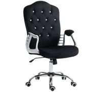 HOMCOM Silla de Oficina, Silla de Escritorio Ergonómica con Función Mecedora, Función Giratoria, Silla de Ordenador Regulable en Altura con Botones de Cristal Brillante, Aspecto Terciopelo, para Ofici