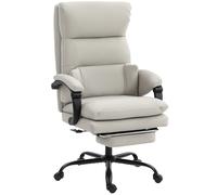 HOMCOM Silla de oficina Silla de escritorio regulable en altura con soporte lumbar, reposabrazos, reposapiés, de piel sintética, Hellgrau Aosom España