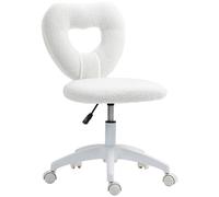 HOMCOM Silla de Oficina Silla de Escritorio Respaldo en Forma de Corazón Acolchado Blanco