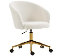 HOMCOM Silla de oficina, sillón de oficina ergonómico regulable en altura, asiento giratorio, base de acero, crema Aosom España