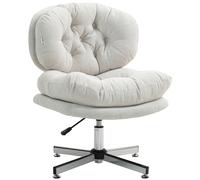 HOMCOM Silla de oficina sin apoyabrazos cómoda silla de escritorio con asiento acolchado y altura ajustable Crema Aosom España