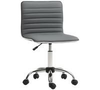 HOMCOM Silla de Oficina sin Brazos Silla de Escritorio Giratoria Tapizada en PU con Altura Ajustable para Estudio Dormitorio Tocador Carga 120 kg Gris Oscuro