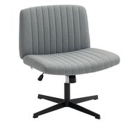 Homcom silla de oficina sin brazos, silla de escritorio giratoria con función basculante, piernas cruzadas, asiento ancho y cómodo, altura ajustable, sin ruedas, para dormitorio sala de estar gris