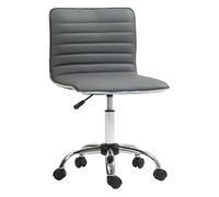 HOMCOM Silla de Oficina sin Brazos Silla de Escritorio Giratoria Tapizada en PU con Altura Ajustable para Estudio Dormitorio Tocador Carga 120 kg Gris Oscuro