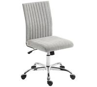 HOMCOM Silla de Oficina Sin Reposabrazos con Altura Ajustable y Asiento Giratorio, Revestimiento en Tejido, Gris