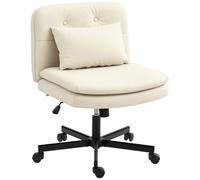 HOMCOM Silla de Oficina Sin Reposabrazos de Piel Sintética Silla de Escritorio con Ruedas Cojín Adicional Altura Ajustable Aosom España