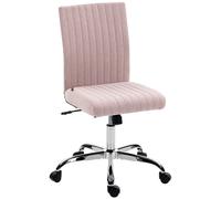 HOMCOM Silla de oficina sin reposabrazos, silla de escritorio, altura regulable y giratoria 360°, 43 x 56 x 89-99 cm, rosa