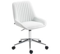 HOMCOM Silla de oficina sin reposabrazos, silla de oficina con altura regulable, 52x58x80-90cm, blanco Aosom España