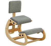 HOMCOM Silla de Rodillas Ergonómica con Respaldo Apoyo para Rodillas y Tapizado de Pana Gris Aosom España