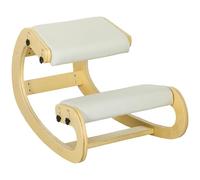 HOMCOM Silla de Rodillas, Mecedora ergonómica de Madera, Silla de Rodillas Ajustable para la Oficina en casa, Mejorar la Postura, Dolor de Espalda, Crema