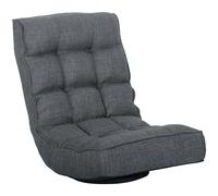 HOMCOM Silla de Suelo Plegable Giratoria 360° Respaldo Ajustable Gris Gris-58x107x79 cm