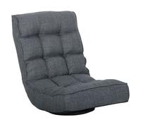 Homcom silla de suelo plegable, silla de lectura giratoria 360° con respaldo ajustable en 5 posiciones, sofá de suelo de lino y acolchado, para meditación y gaming, 58x107x79 cm, gris