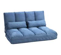 HOMCOM Silla de Suelo Silla Cama de Suelo 2 en 1 con Respaldo Cojín de Asiento Regulable en 3 Posiciones Terciopelo Azul Acero 102 x 73 x 60 cm Blue