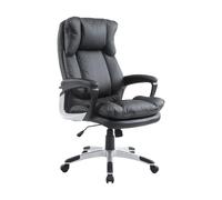 Silla de Oficina HOMCOM con de PU y Reposabrazos Ajustables para Estudio, , Dormitorio 66x71x110-120, 5 cm Negro