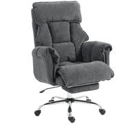 HOMCOM Silla ejecutiva reposapiés, reclinable giratoria, Gris Oscuro | Silla de oficina para ordenador, respaldo alto, acolchado de doble capa, reposacabezas, altura ajustable, ruedas giratorias